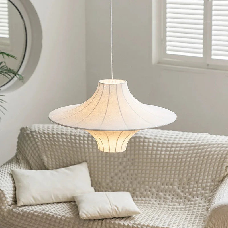 lustre en soie design japonais style wabi-sabi pour un éclairage élégant - vue 3 sur 7