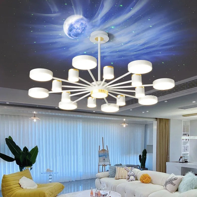 lustre led d'aurores boréales en cristal luxueux suspendu au plafond