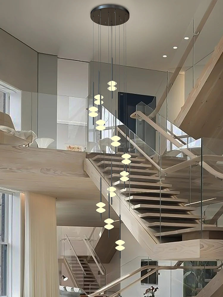 Nordic Staircase Long Chandelier Villa Duplex Chandelier Modern Light Luxury Conical Acrylic Design, 2023 New Pendant Light - vue 3 sur 12