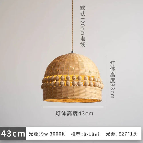 suspension moderne en bambou tissé style wabi-sabi zen décoratif - vue 8 sur 8