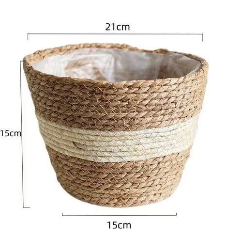 panier décoratif en herbe tressée pour fleurs et rangement