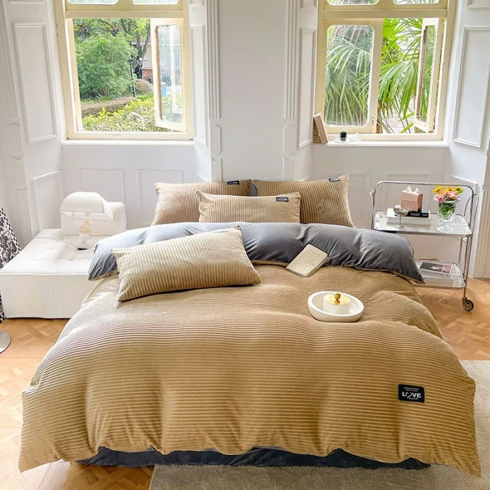 housse de couette velours épaisse chaude pour lit double