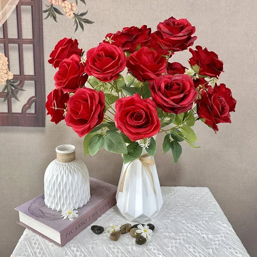 bouquet de roses artificielles en soie pour décoration de mariage - vue 4 sur 15