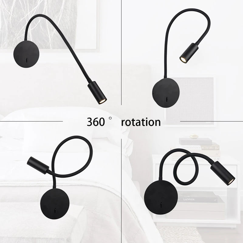 lampe de bureau flexible gys avec interrupteur et liseuse led - vue 4 sur 9