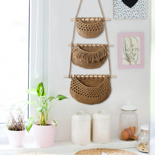 paniers suspendus boho pour fruits et légumes polyvalents - vue 3 sur 9