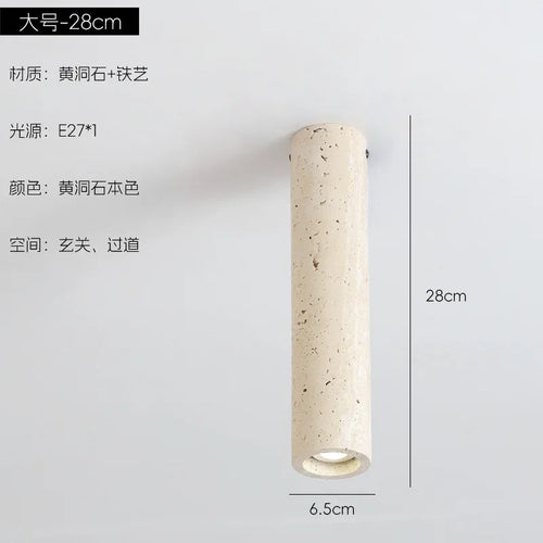 plafonnier japonais en pierre cylindrique au style minimaliste rétro