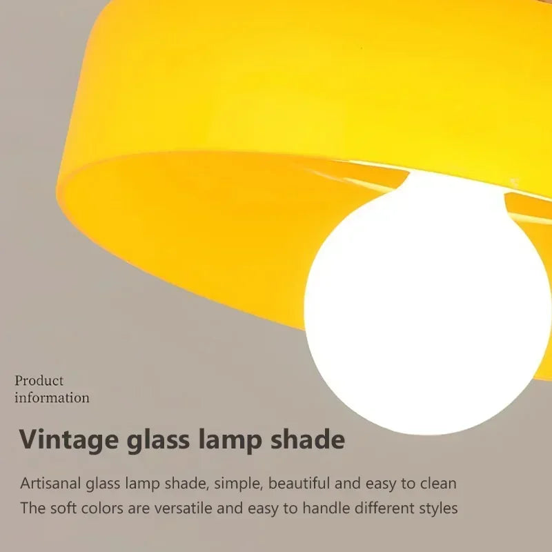 Plafonnier en verre médiéval en verre orange