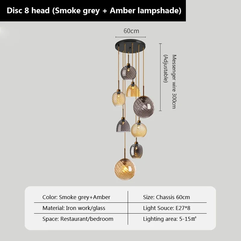suspension moderne en verre design pour décoration intérieure - vue 16 sur 23