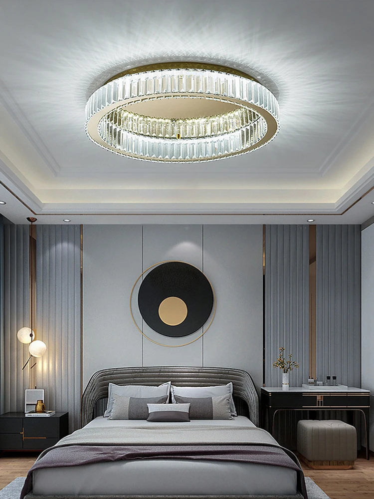 lustre en or et argent avec led dimmable rond - vue 3 sur 11