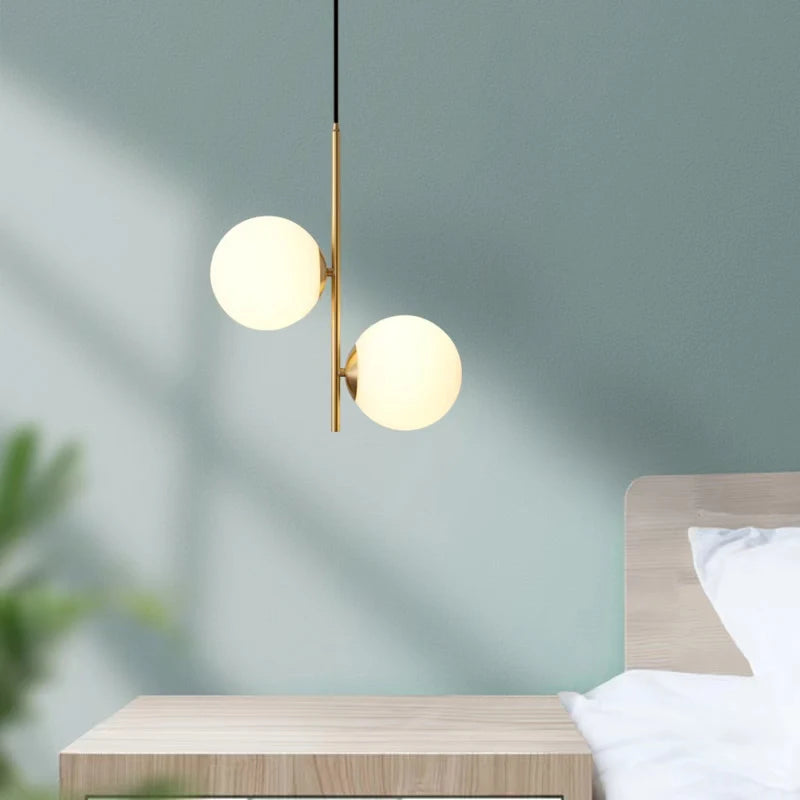 suspension moderne en verre et laiton noir design lumineux - vue 2 sur 10