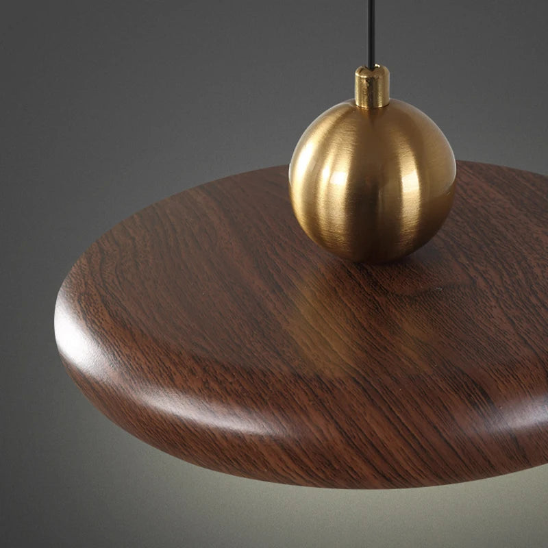 lustre en fer imitation grain de bois luminaires suspendus variables - vue 5 sur 7