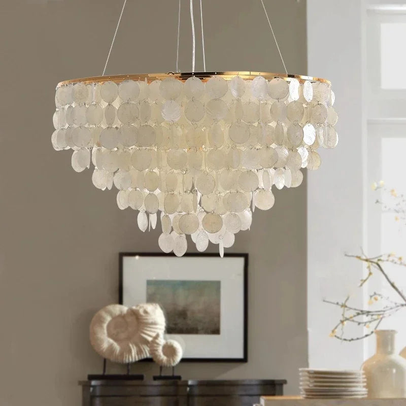 lustre nordique en coquillage avec luminaire à led - vue 3 sur 17