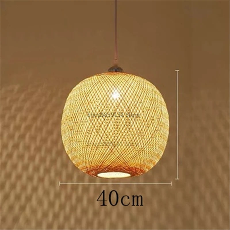 lustre moderne nordique en bambou tissé à la main led - vue 10 sur 10