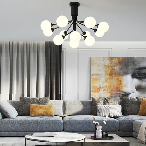 lustre nordique en verre moléculaire pour décoration intérieure - vue 2 sur 16