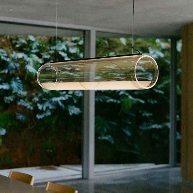 lustre en verre transparent moderne avec éclairage led décoratif