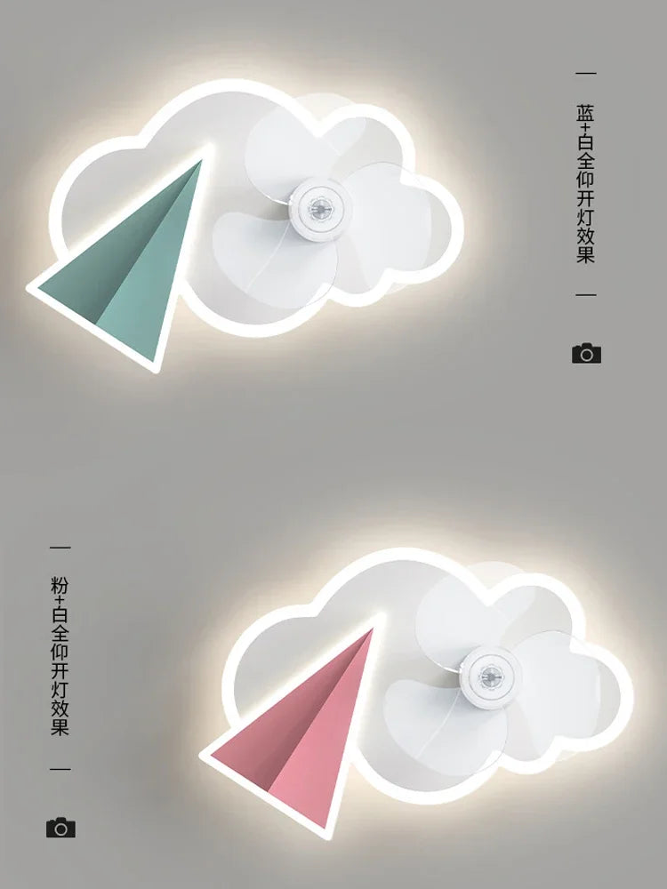plafonnier ventilateur avec lumières design avion télécommande pour enfants - vue 7 sur 8