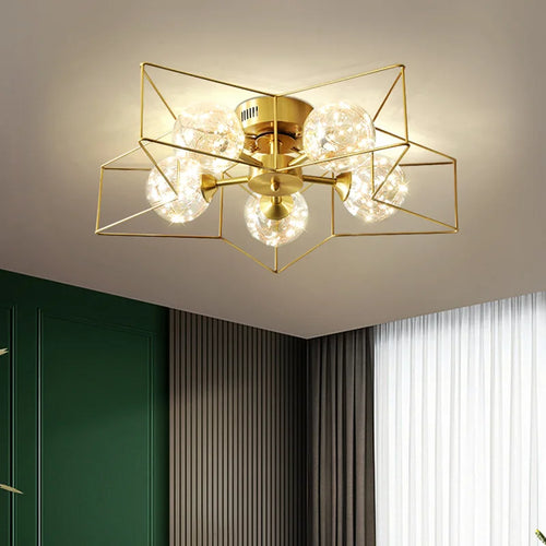 lustre moderne minimaliste en cuivre avec étoile led - vue 6 sur 23