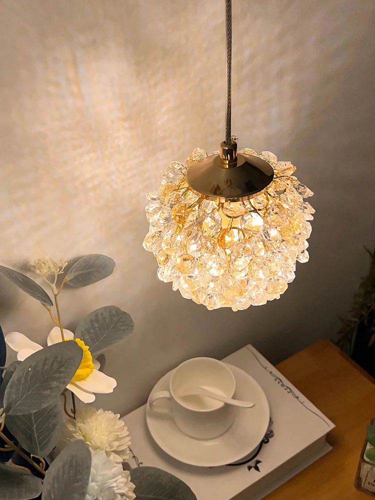 suspension en cristal moderne avec cordon réglable - vue 4 sur 12