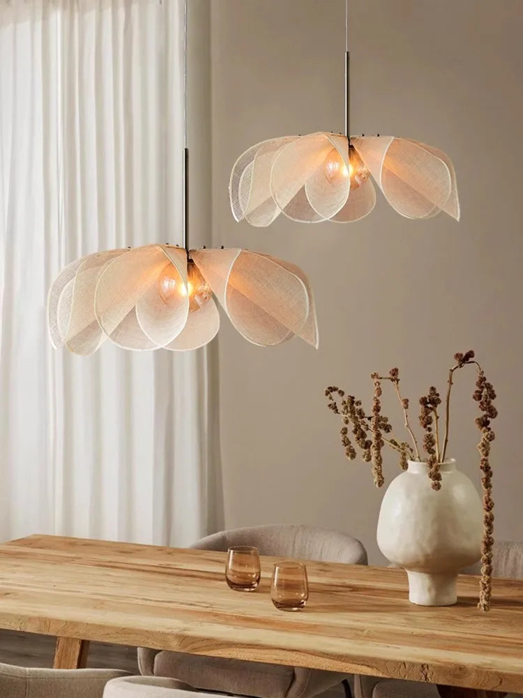 lustre wabi sabi japonais en tissu français moderne - vue 5 sur 9