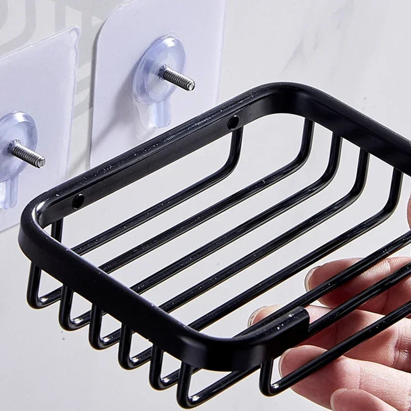 porte-savon mural doré en verre pour salle de bain - vue 5 sur 8
