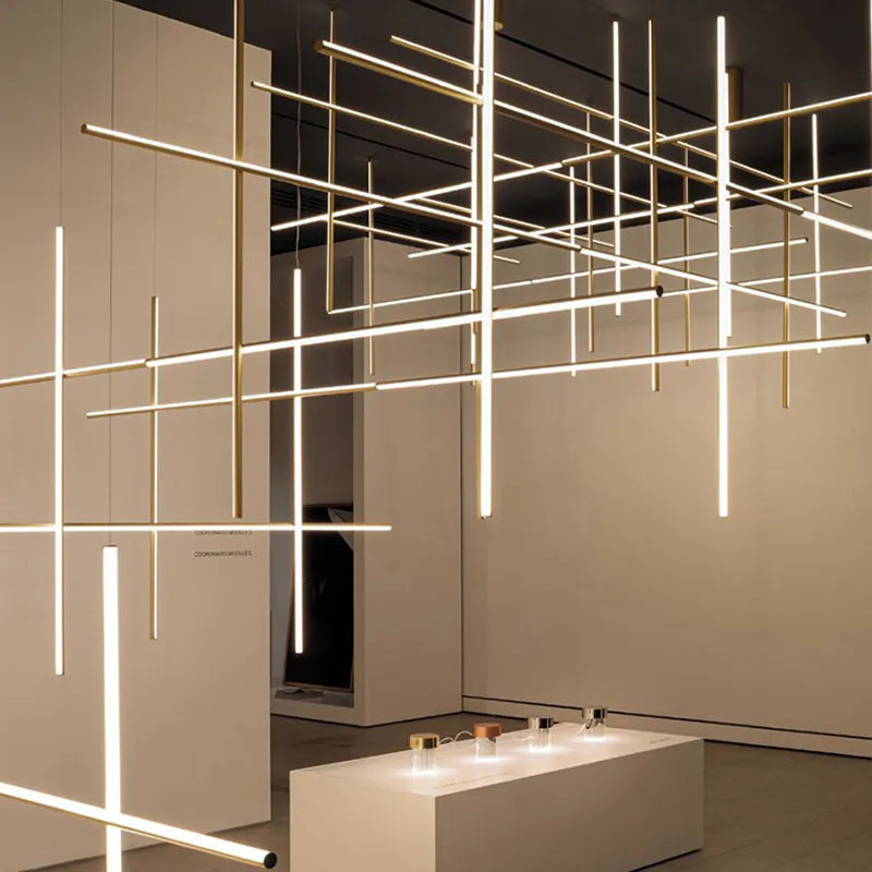 Plafonnier LED linéaire moderne italie lampe suspendue suspendue pour la décoration de l'hôtel lustre de salle à manger - vue 6 sur 15