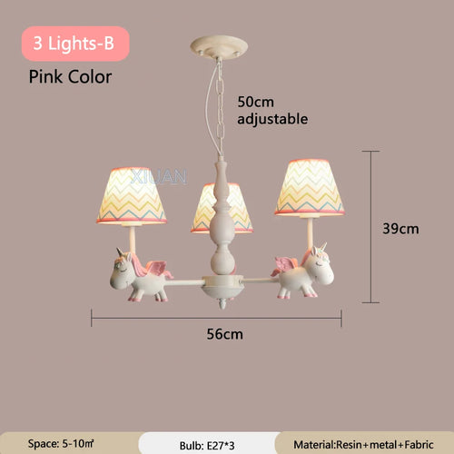 lustre licorne dessin animé pour chambre d'enfant suspendu - vue 18 sur 24