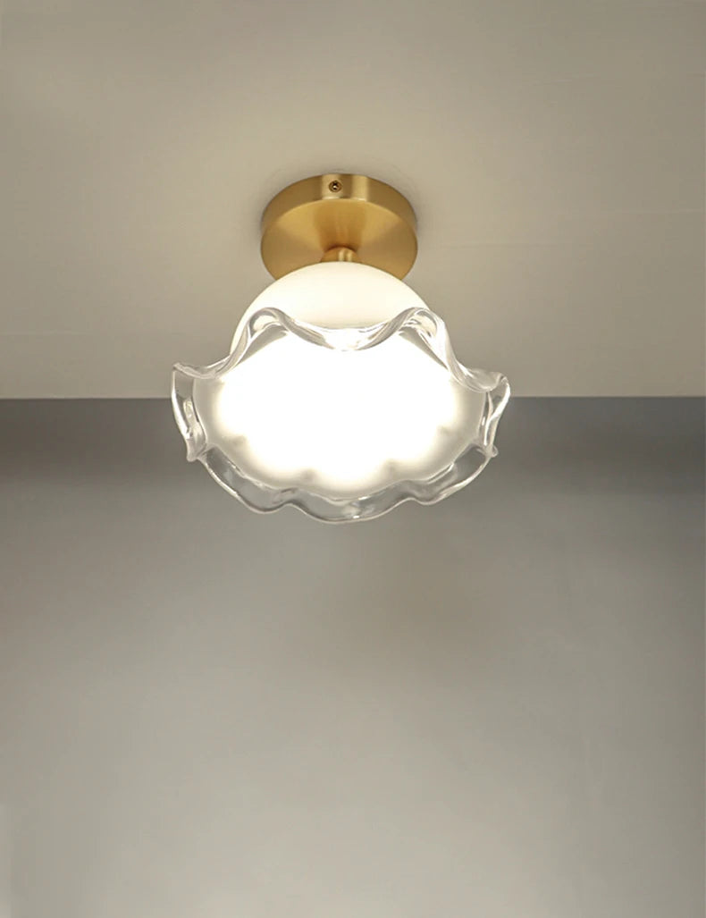 plafonnier moderne en verre antique et laiton unique et minimaliste - vue 3 sur 7