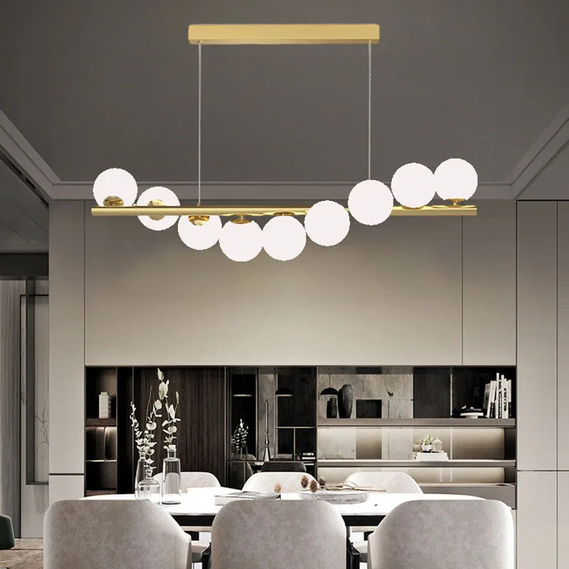 lustre créatif en verre pour bar et restaurant avec fil réglable - vue 4 sur 9