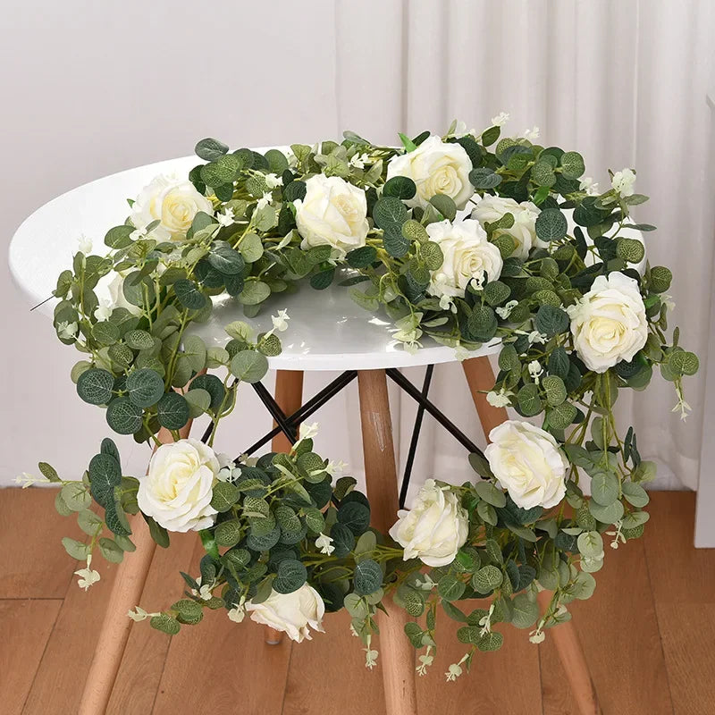 plantes artificielles décoratives roses vignes et eucalyptus - vue 5 sur 10