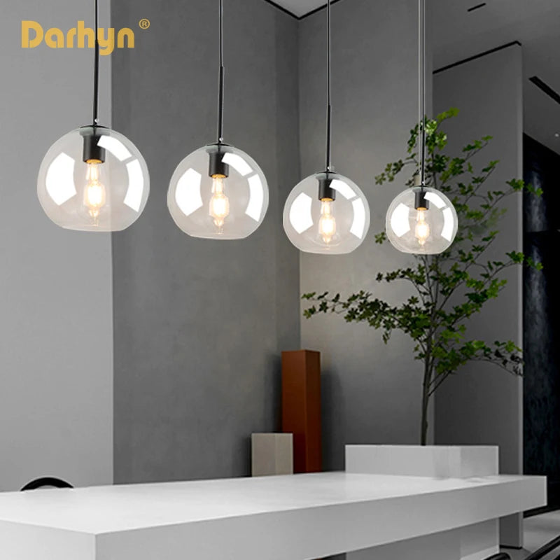 lampe suspendue en verre design moderne pour loft - vue 3 sur 12