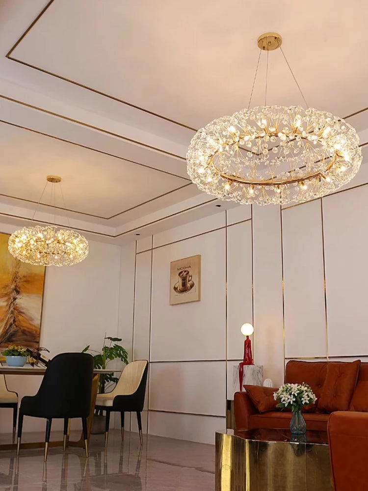 lustre en cristal moderne en forme de pissenlit créatif et atmosphérique