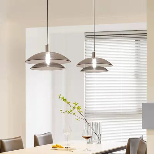 suspension en verre à double couche moderne en métal chromé - vue 3 sur 8