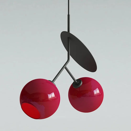 Glass Cherry Pendant Lights Italy Suspension Chandelier Hanging Lamp Red/White - vue 3 sur 12