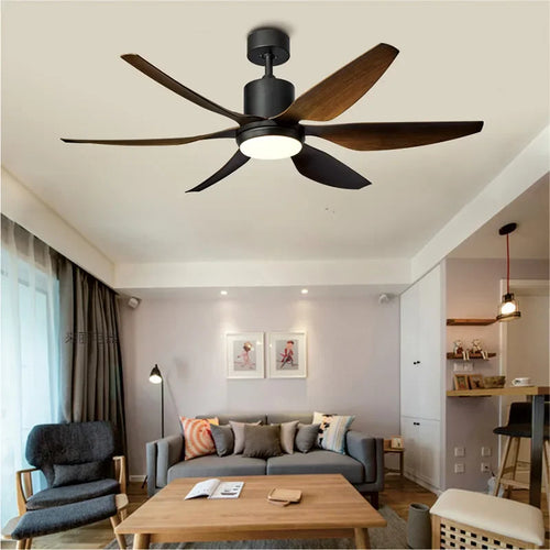 plafonnier rétro industriel avec ventilateur et lumière led à distance - vue 6 sur 6