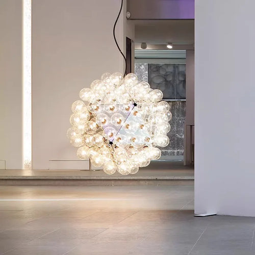 lustre à led en verre chromé et doré pour décoration intérieure - vue 10 sur 12