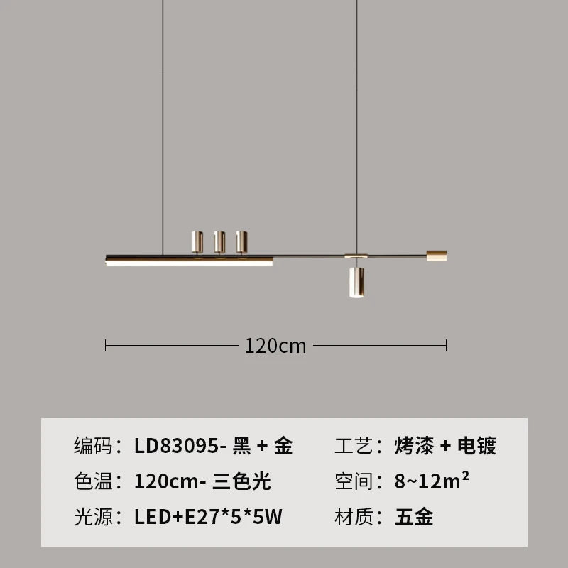 lustre minimaliste en métal pour éclairage moderne chic - vue 11 sur 11