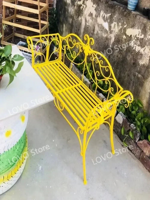 banc de jardin fer forgé table et chaises extérieur - vue 5 sur 14
