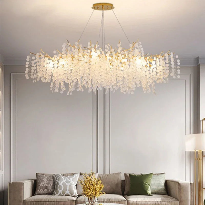 lustre en cristal doré style européen décoration intérieure élégante - vue 5 sur 13