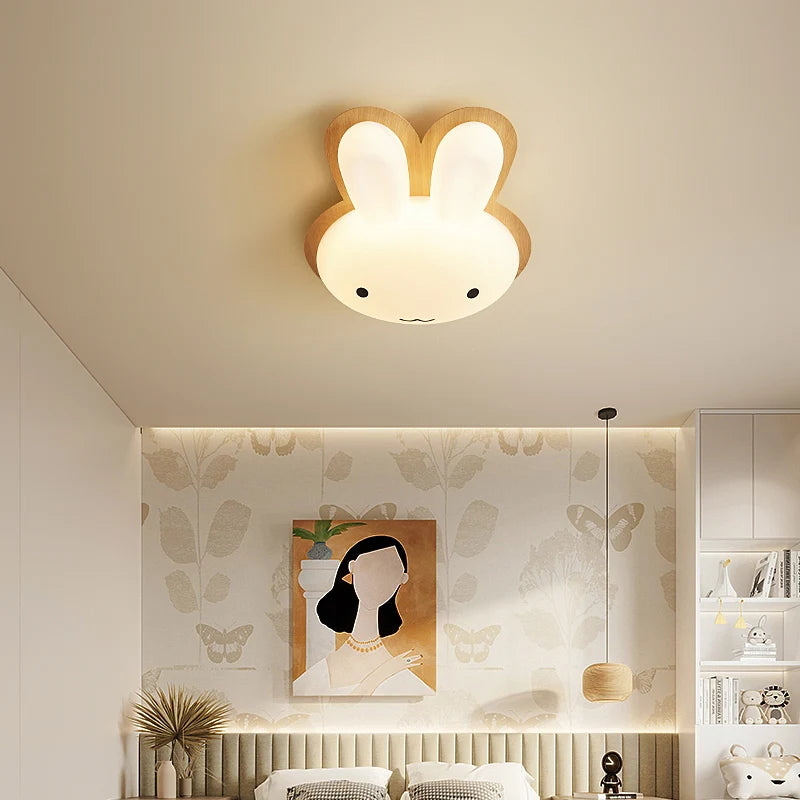 lustre moderne pour enfant avec design lapin en bois - vue 3 sur 12
