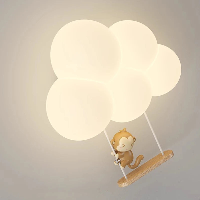 appliques murales led minimalistes singe lapin nuage pour enfants