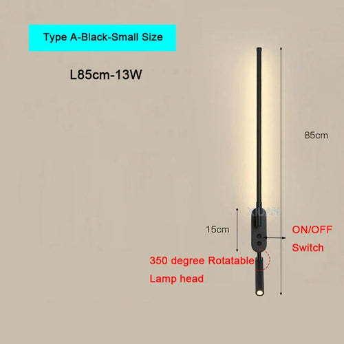 Modern Bedroom Living Room Wall Light ON/OFF Switch AC220V Black White Long Wall Lamps with LED Spotlights - vue 18 sur 18