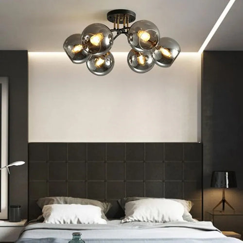 plafonnier industriel design en verre fumé pour décoration moderne - vue 4 sur 12