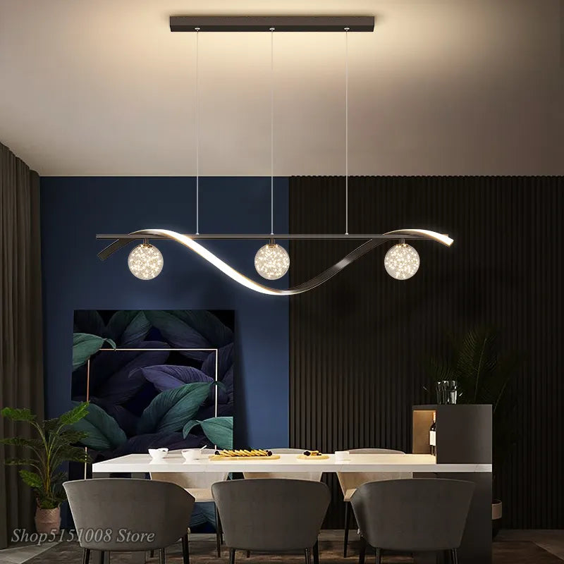 Personnalité nordique moderne salle à manger lustre 2021new lumière luxe minimaliste designer étoilé bar comptoir led long lustre