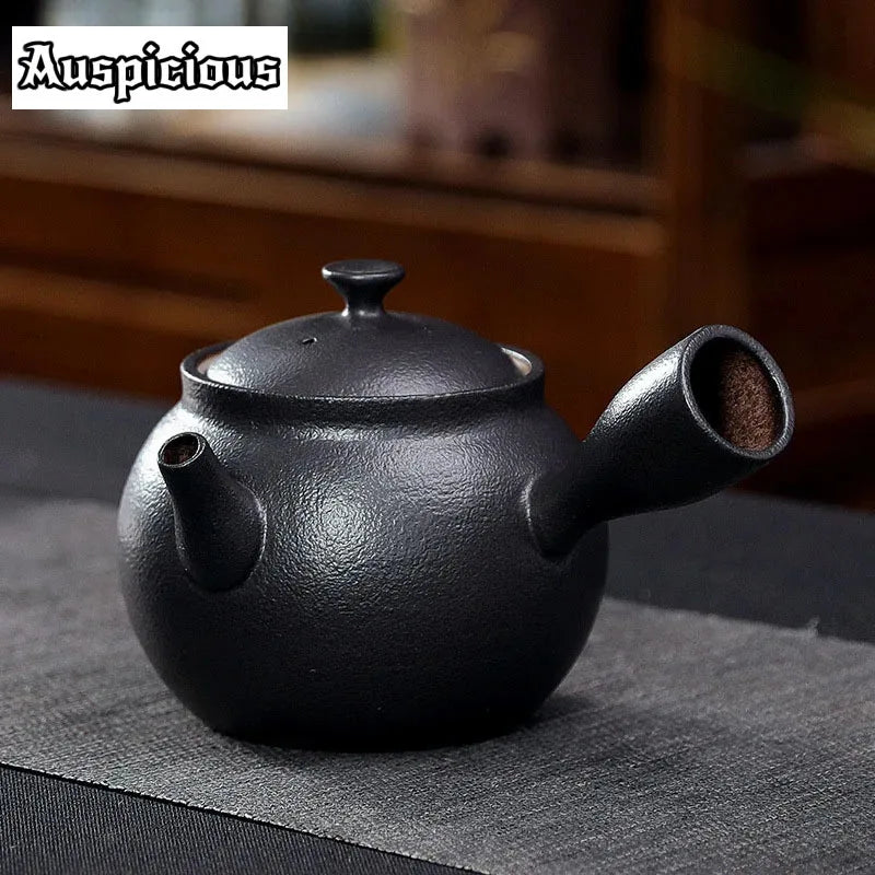 Theiere japonaise ceramique brute anse laterale avec infuseur