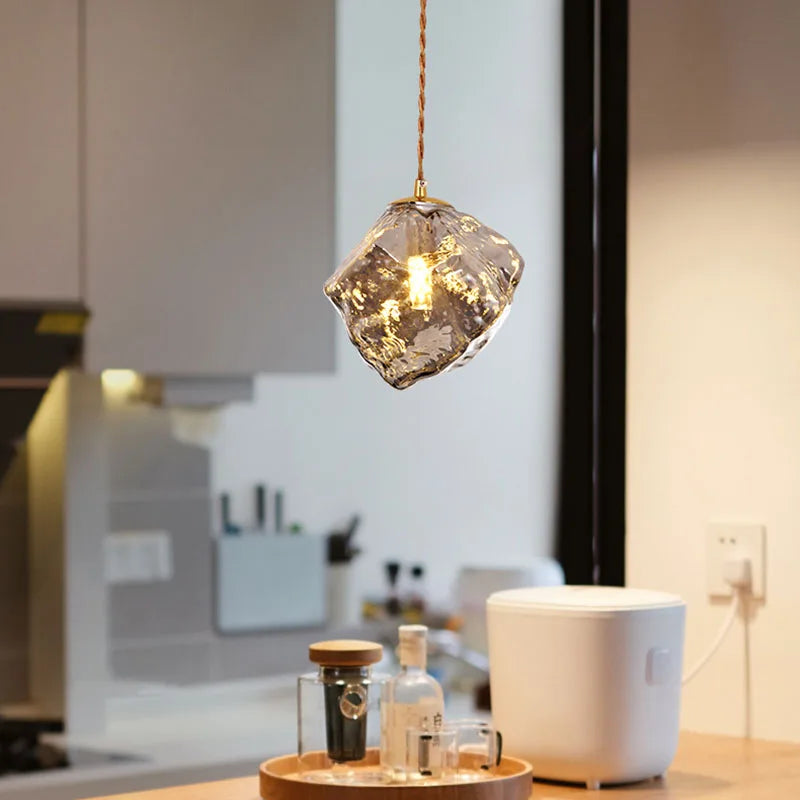 lustres en verre ambré style bloc de glace pour restaurant et bar - vue 4 sur 10