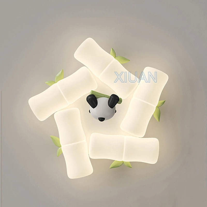 plafonnier panda en bambou pour chambre d'enfant et maternelle - vue 6 sur 8
