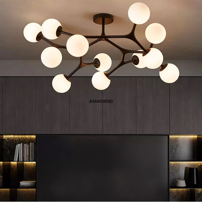 lustre suspension en boule de verre pour décoration maison - vue 3 sur 9