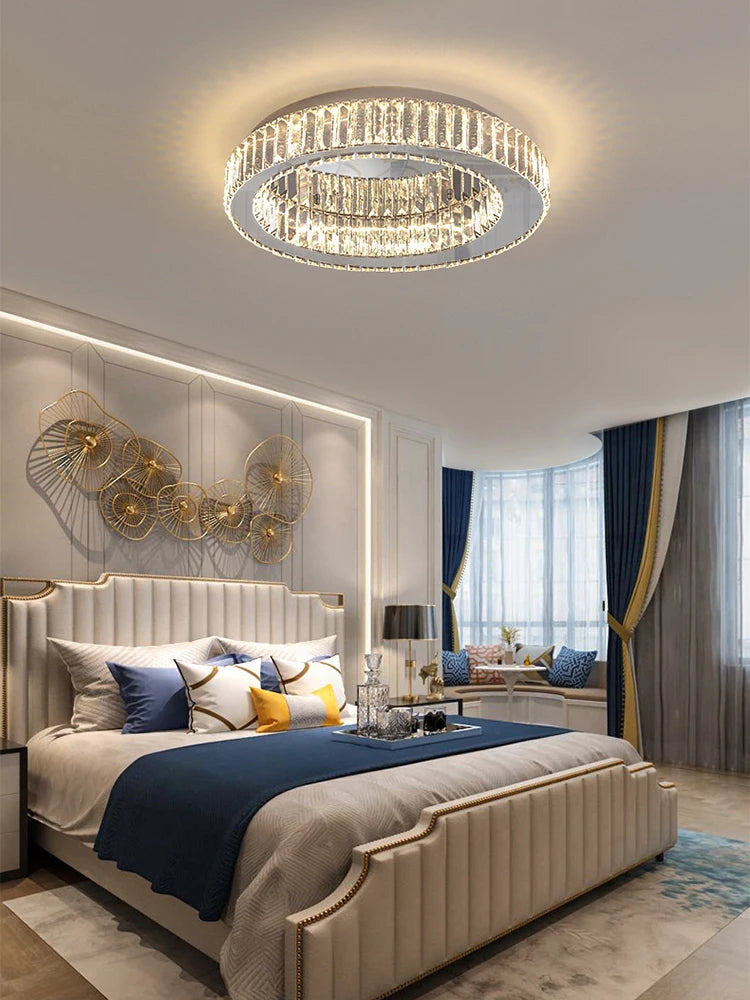 lustre rond en cristal dimmable led de luxe - vue 5 sur 11