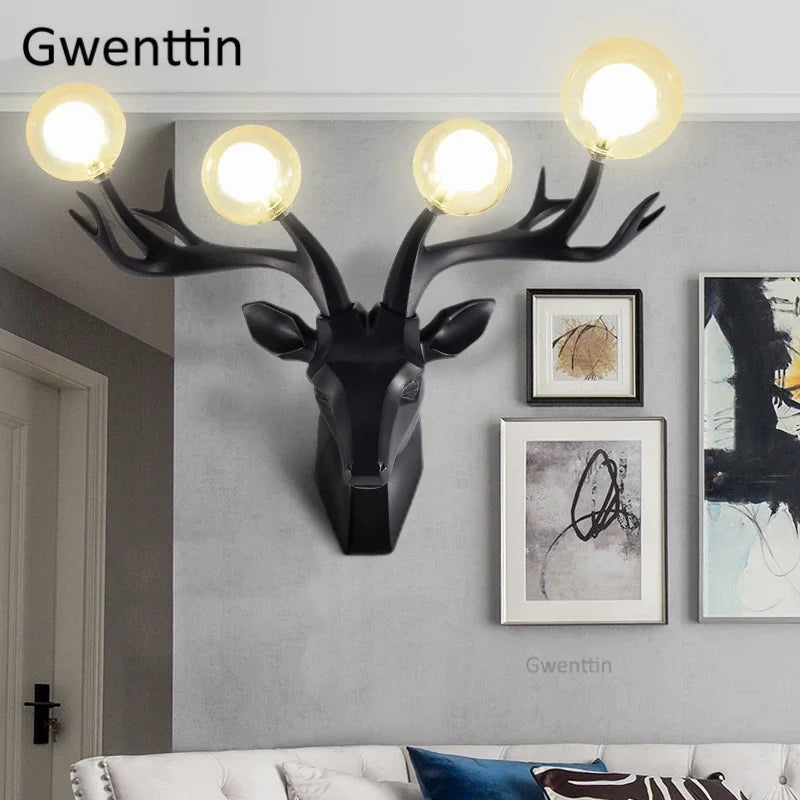 applique murale moderne en résine bois de cerf à led - vue 3 sur 9