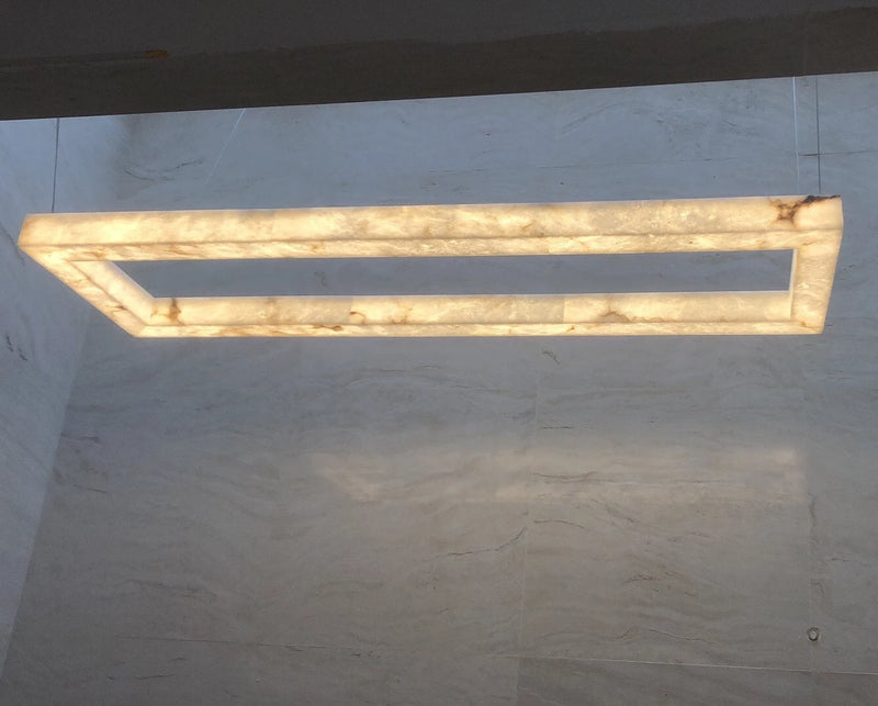 Lustre Rétro américain rectangulaire LED marbre noir plafond éclairage pour salle à manger